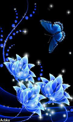 Blue flowers and Butterfly