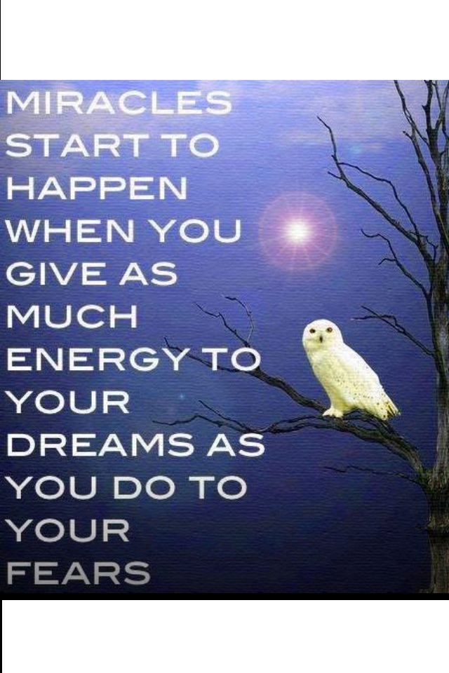 Miracles Start To Happen When You Give As Much Energy To Your Dreams As You Do To Your Fears