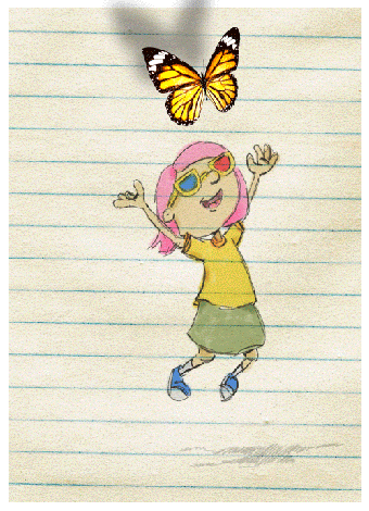 Girl plays with Butterfly