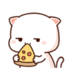 Cute Cat eats pizza