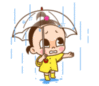 Cartoon Girl in the Rain