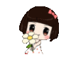 Happy Birthday! -- Anime Girl with Flower 