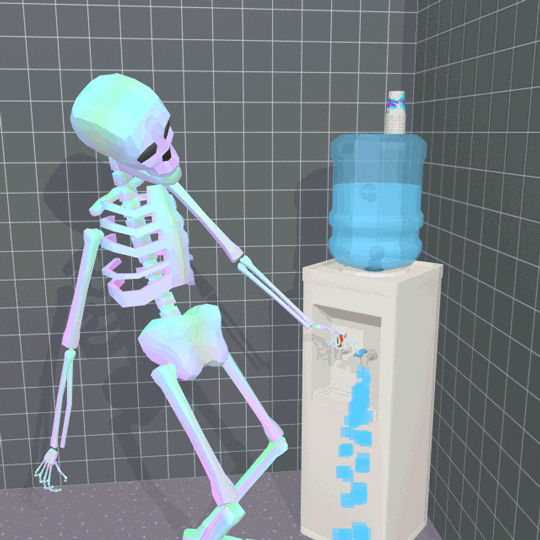 Skeleton and water