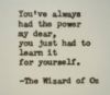 You've always had the power my dear, you just had to learn it for yourself. The Wizard of Oz
