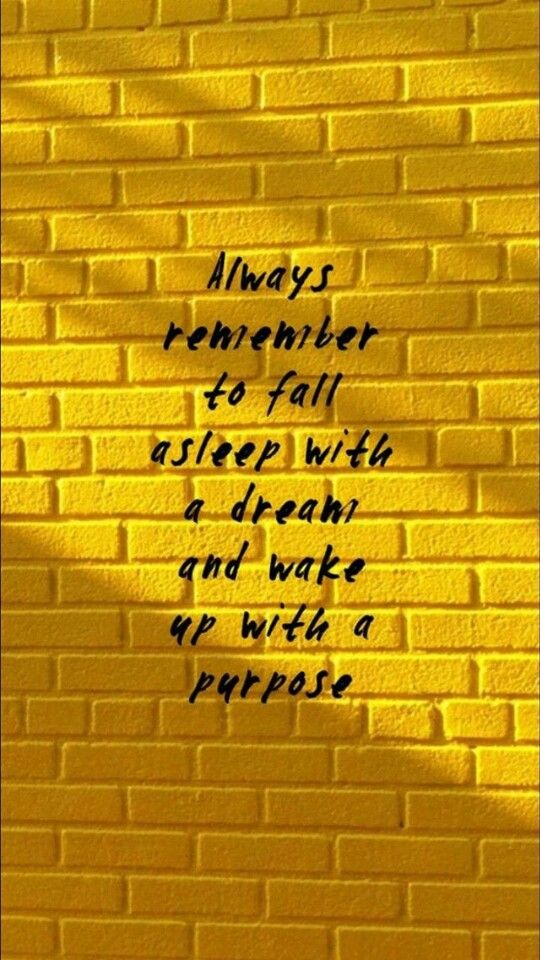 Always remember to fall asleep with a dream and wake up with a purpose