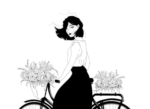 Beautiful girl with bicycle