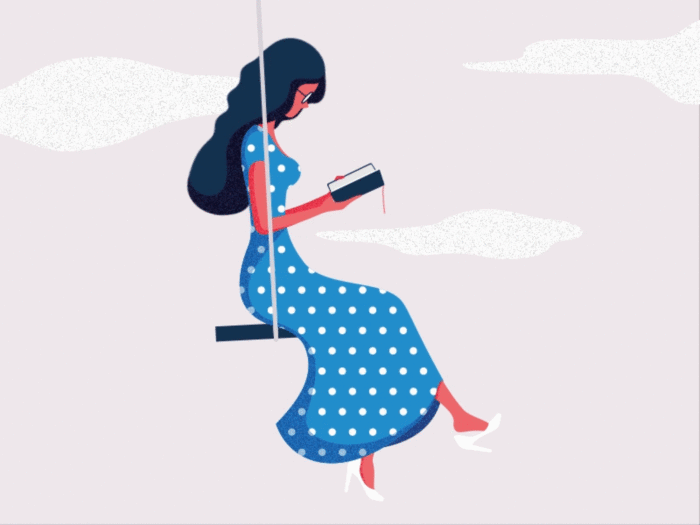 Polka Dot Dress Girl reads Book