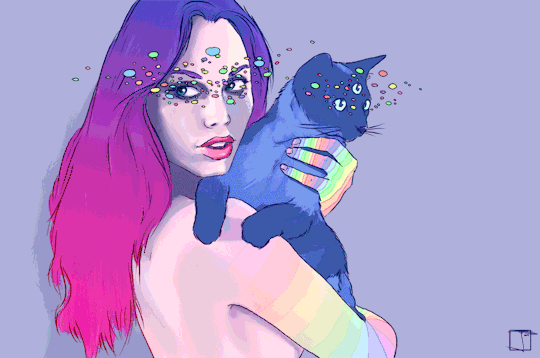 Fantasy Girl with Cat