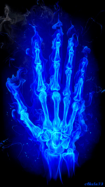 Skeleton's hand blue flame