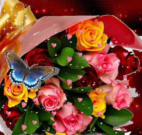 Hearts, Flowers and Butterfly