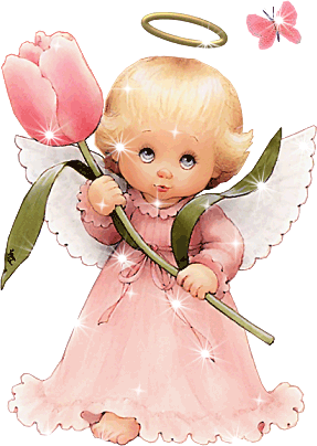 Cute Little Angel with Flower