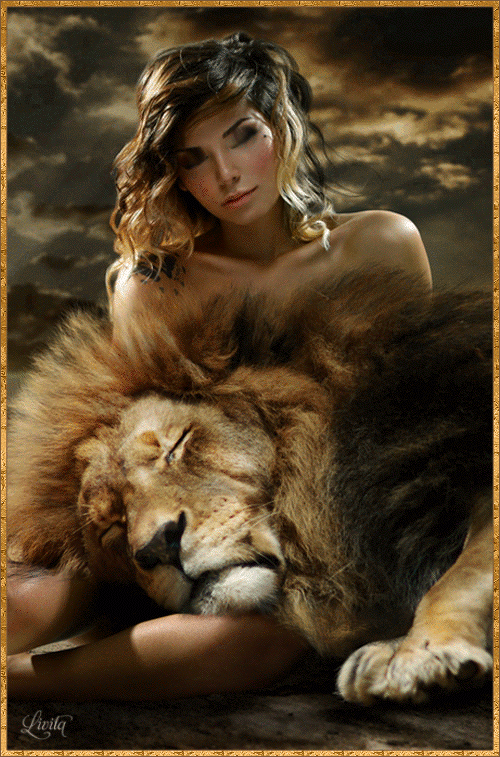 Fantasy Girl and Lion