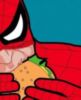 Spider-man eats burger