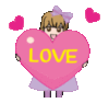 Pink Love Heart Anime Girl