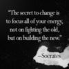 The secret to change is to focus all of your energy, not on fighting the old, but on building the new. - Socrates