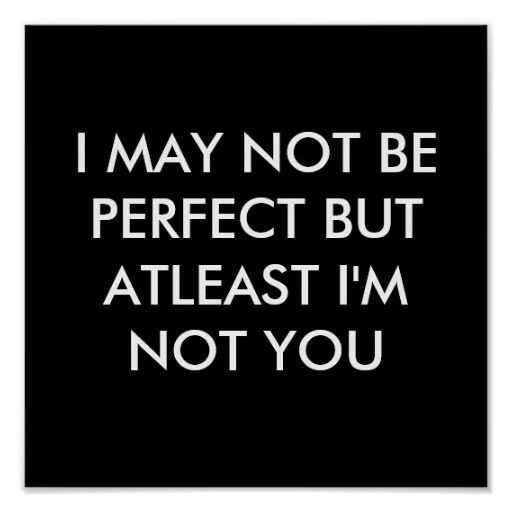 I may not be perfect but at least I'm not you