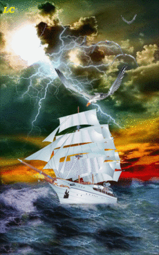 Storm at sea ship