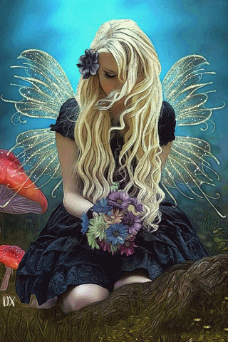 Blonde Angel with Flowers