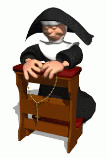 The nun prays