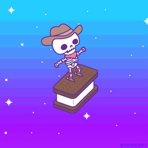 Skeleton flying on cookie