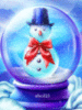Snowman into a snow globe