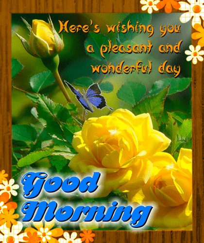 Good Morning. Here is wishing you a pleasant and wonderful day
