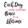 Each Day only comes Once in a Lifetime