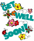 Get Well Soon!  green, purple animated text
