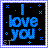 I Love U Icon Blue Letters