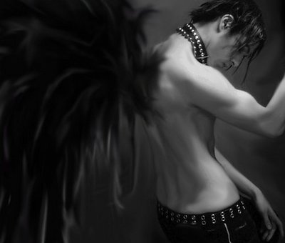 Anime Boy With Wings. Emo Boy Angel Black Wings