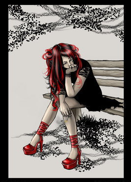 Emo Girl Red Shoes Hairs