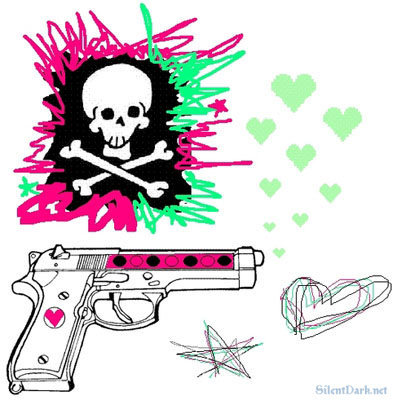 Skull gun heart