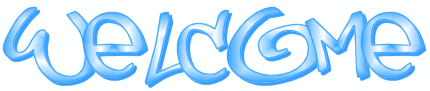 Welcome Large Cyan Letters