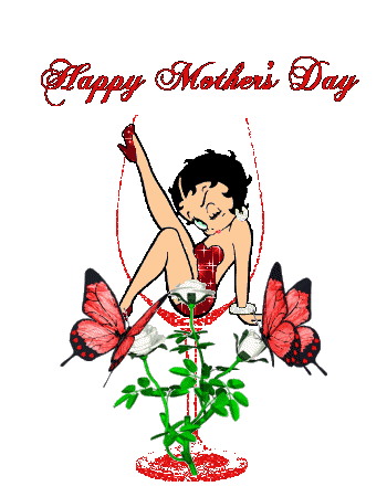 Happy Mother's Day, Betty Boop, Red Glitter Text