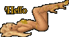 Hello, blonde girl, gold text