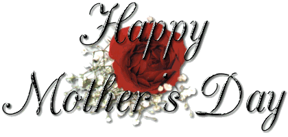 Happy Mother's Day, red rose, black, silver text