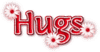 Hugs, red, white, glitter text