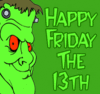 Friday the 13th green background , green text