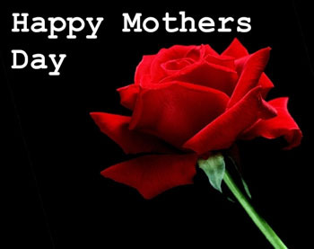 Happy Mothers Day , Black Background , Red Rose