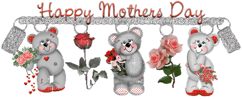 Mother's Day, bears, glitter, red text