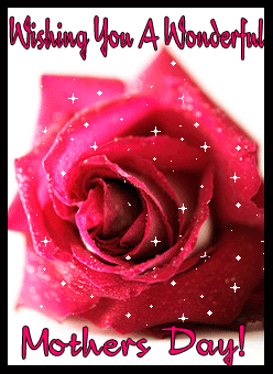 wishing you a wonderful Mother's Day, red rose, glitters