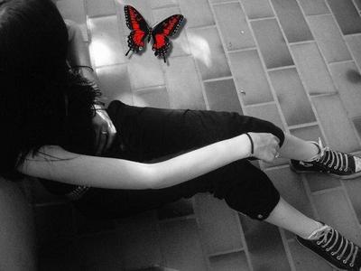 emo girl butterfly red