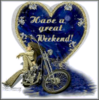Have A Great Weekend, gold text, blue heart