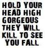 hold your head high gorgeous they will kill to see you fall
