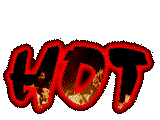 hot, red, black text