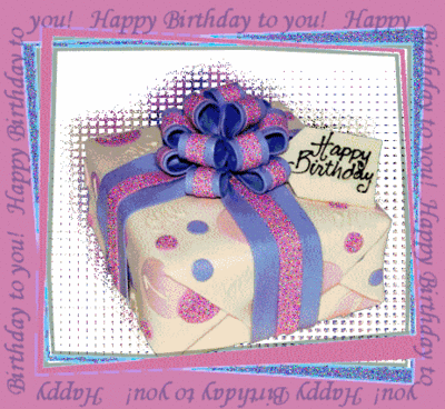 HAPPY BIRTHDAY TO YOU! PRESENT, GLITTER BLUE, PINK