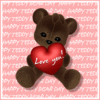  brown bear with red heart and quote- love you