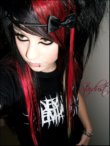 EMO GIRL, BLACK , RED HAIRS