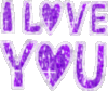 I love you, violet glitter text