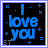 I love you, blue text, small icon